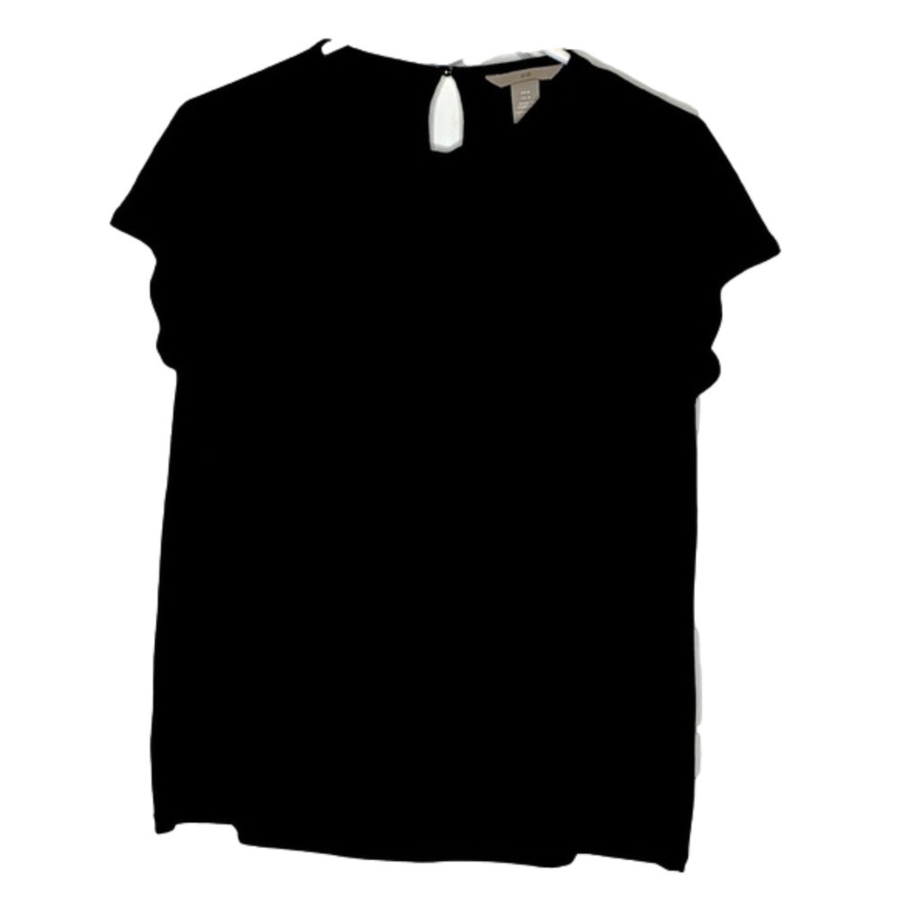 H&M blouse, size M, black jersey, draped neckline